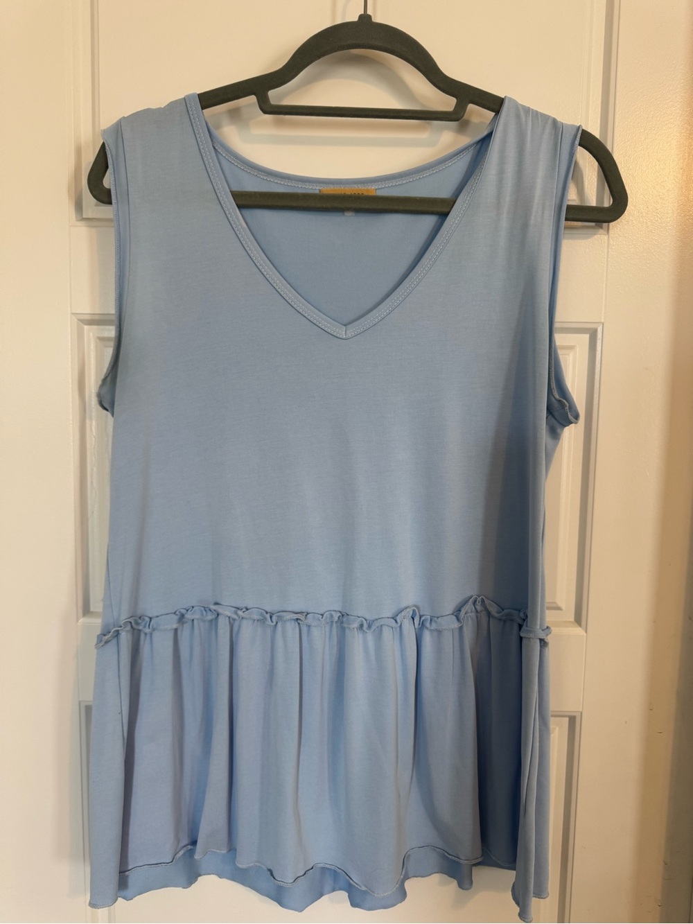 Piko 1988 Women's Light Blue V-Neck Peplum Tank
